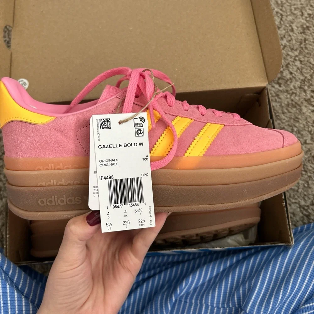 adidas Pink & Yellow Suede Sneakers with Gum Sole
